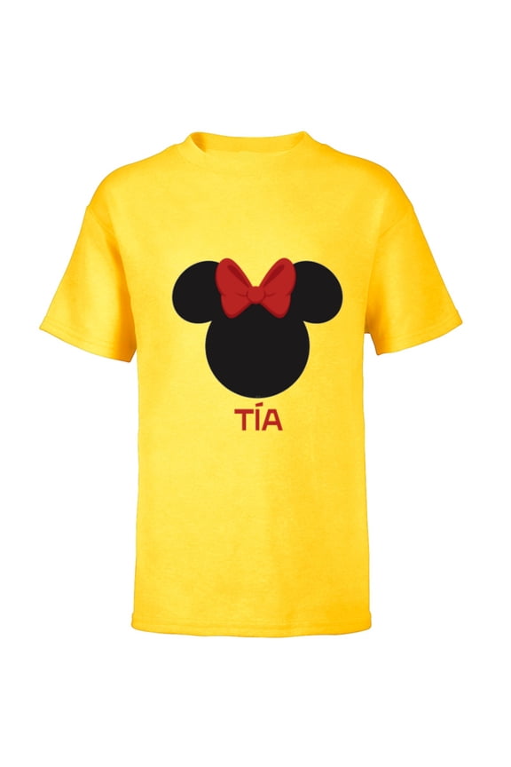 Minnie Mouse TÃa Aunt Red Bow Family DÃa de la Madre - Short Sleeve T-Shirt for Kids - Customized-Yellow