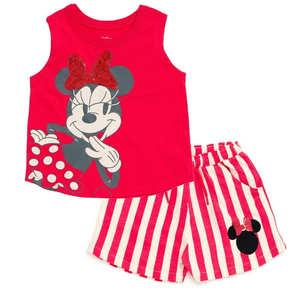 Disney Minnie Mouse Tank Top and French Terry Shorts Outfit Set Toddler to Big Kid