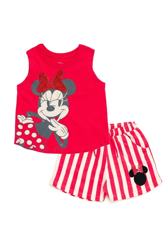 Minnie Mouse Tank Top and French Terry Shorts Outfit Set Toddler to Big Kid