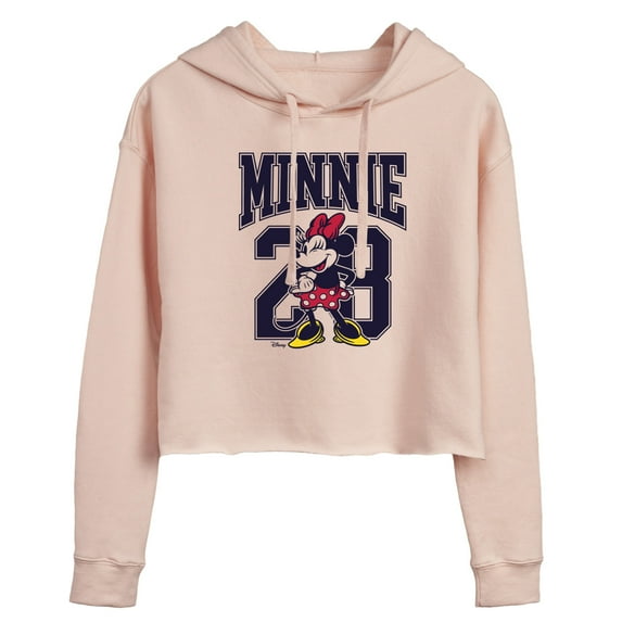 Disney - Minnie Mouse - Team Minnie Collegiate '28 - Juniors Cropped Pullover Hoodie