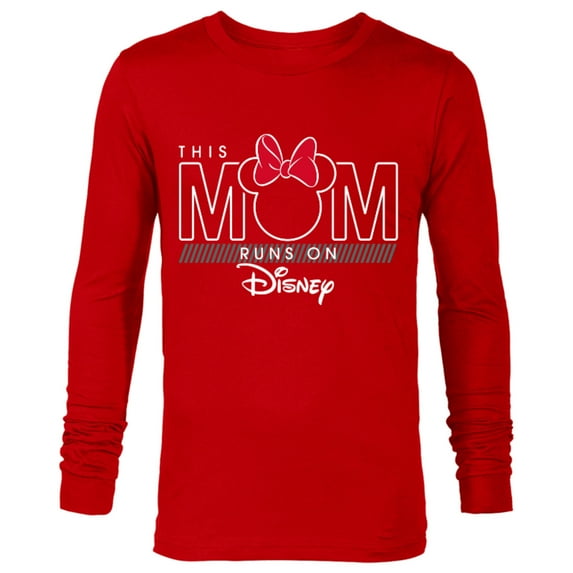 Disney Minnie Mouse This Mom Runs on Disney - Long Sleeve T-Shirt for Men- Customized-New Red