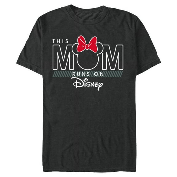 Disney Minnie Mouse This Mom Runs on Disney - Short Sleeve Blended T-Shirt for Adults- Customized-Dark Heather