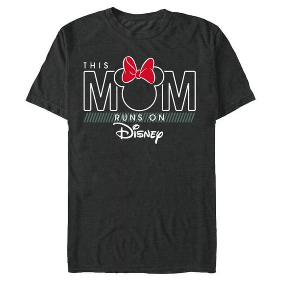 Disney Minnie Mouse This Mom Runs on Disney - Short Sleeve Blended T-Shirt for Adults- Customized-Dark Heather