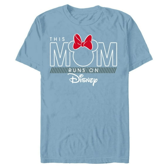Disney Minnie Mouse This Mom Runs on Disney - Short Sleeve Blended T-Shirt for Adults- Customized-Ocean Blue