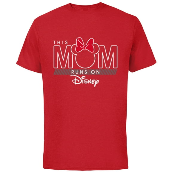 Disney Minnie Mouse This Mom Runs on Disney - Short Sleeve Cotton T-Shirt for Adults- Customized-Red