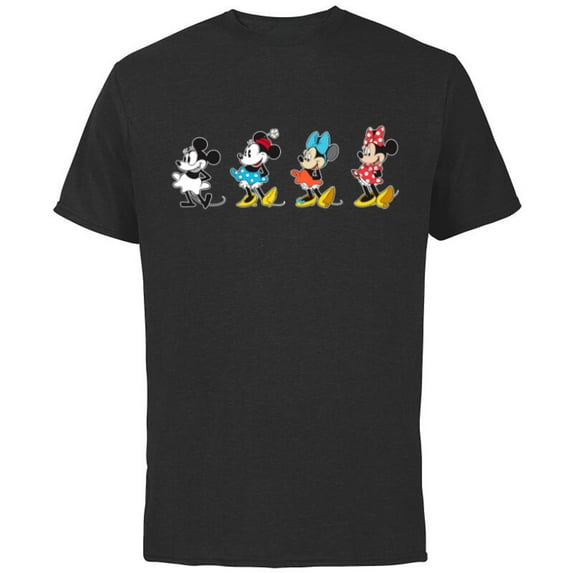 Disney Minnie Mouse Through the Ages - Short Sleeve Cotton T-Shirt for Adults - Customized-Black