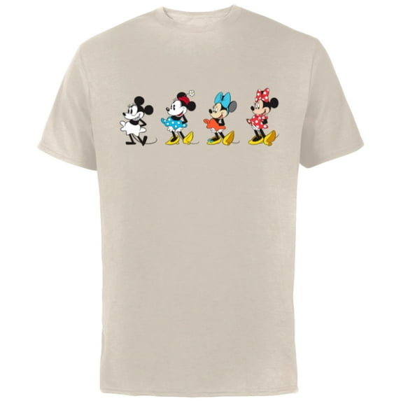 Disney Minnie Mouse Through the Decades - Short Sleeve Cotton T-Shirt for Adults - Customized-Natural