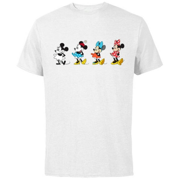 Disney Minnie Mouse Through the Decades - Short Sleeve Cotton T-Shirt for Adults - Customized-White