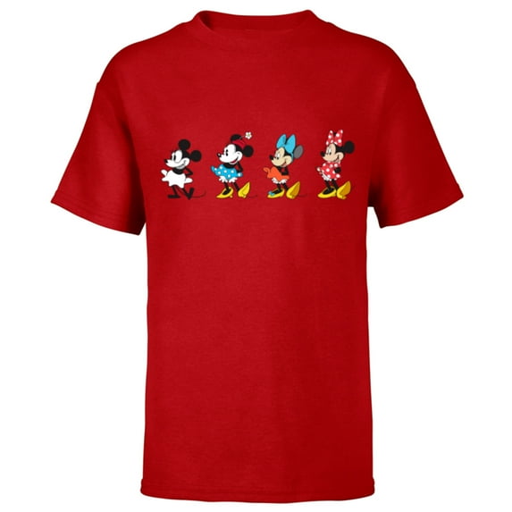 Disney Minnie Mouse Through the Decades - Short Sleeve T-Shirt for Kids - Customized-Red