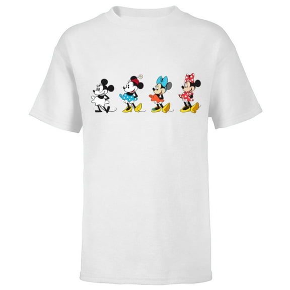 Disney Minnie Mouse Through the Decades - Short Sleeve T-Shirt for Kids - Customized-White