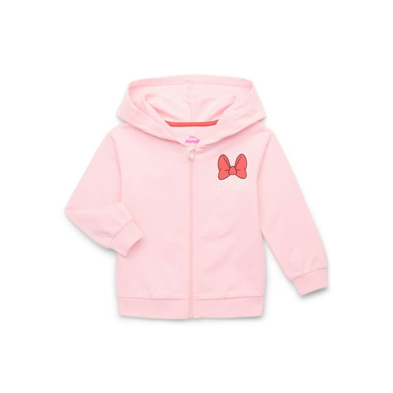 Disney Minnie Mouse Toddler Girl Full-Zip Hoodie with Front & Back Graphics, Sizes 12M-5T