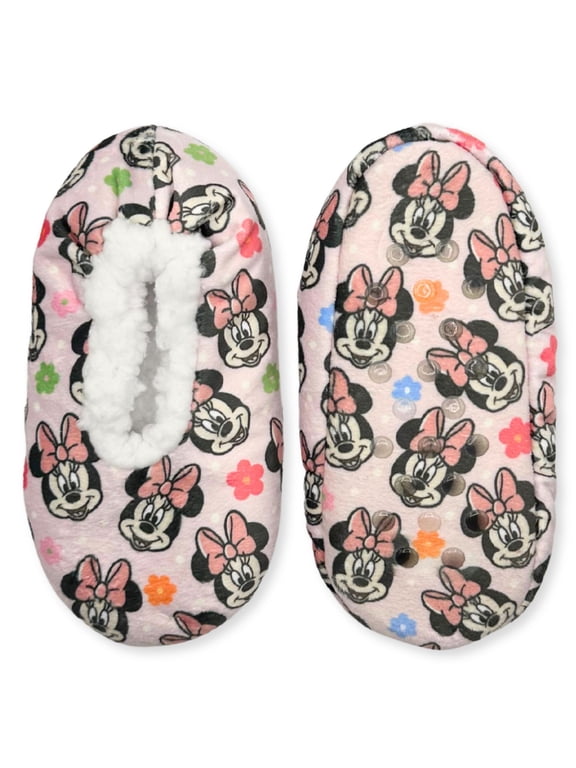 Disney Minnie Mouse Toddler Girl Fuzzy Babba Slipper Socks, 1-Pack, Sizes 3T-4T