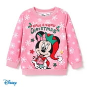 DISNEY Mickey Mouse Toddler Girls Pullover Sweatshirts Christmas Character Crewneck Top Size 2-6