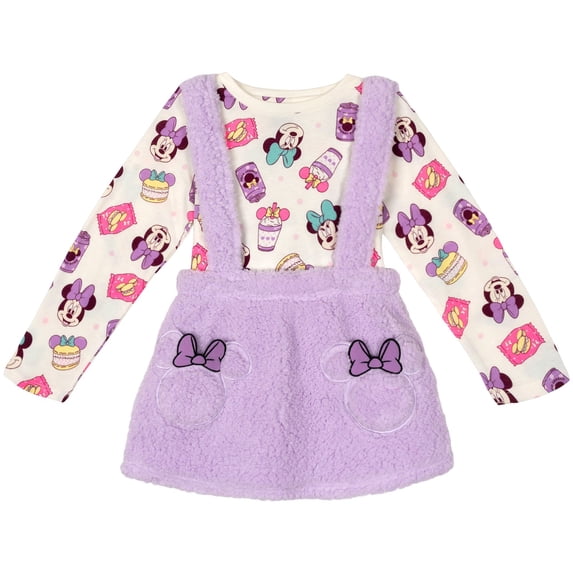 Disney Minnie Mouse Toddler Girls' 2-Piece Tee and Suspender Skirt Set Lilac