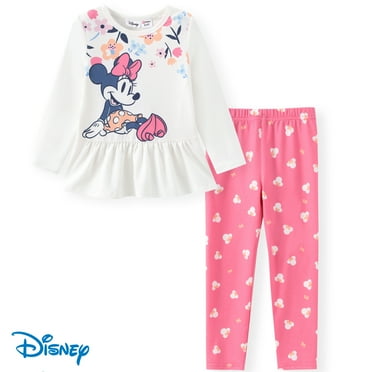 Disney Minnie Mouse Toddler Girls 2pcs Peplum Top and Leggings 2 Pieces Outfit Set Sizes 2-6
