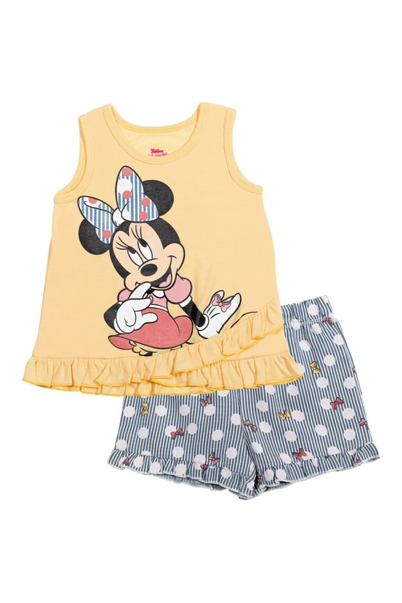 Minnie Mouse Toddler Girls Crossover Tank Top and Shorts Yellow 5T