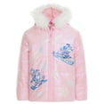 thumbnail image 1 of Disney Minnie Mouse Toddler Girls' Faux Fur Hooded Puffer Coat Pink Daisy, 1 of 5