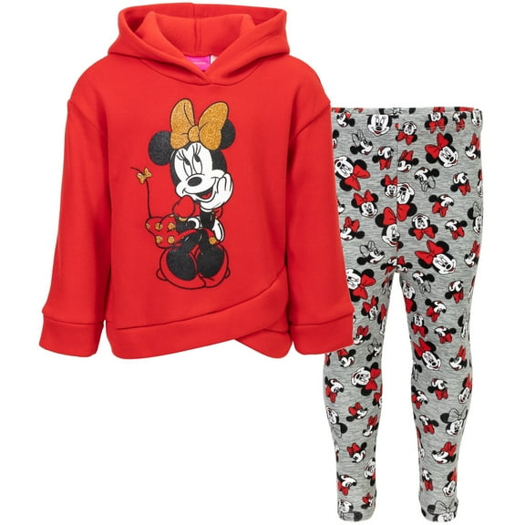 Disney Minnie Mouse Toddler Girls Fleece Hoodie and Leggings Outfit Set Infant to Big Kid