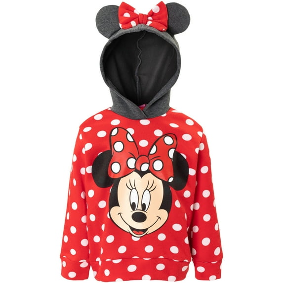 Disney Minnie Mouse Toddler Girls Fleece Pullover Hoodie Toddler to Little Kid