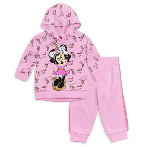Disney Minnie Mouse Toddler Girls Fleece Pullover Hoodie and Pants Outfit Set Infant to Little Kid