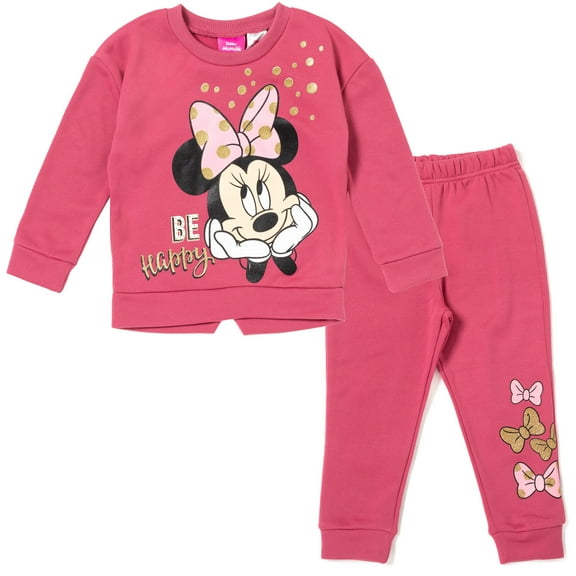 Disney Minnie Mouse Toddler Girls Fleece Pullover Sweatshirt and Pants Set