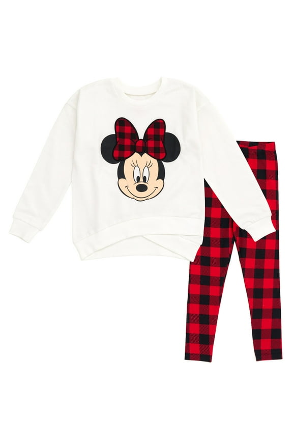 Minnie Mouse Toddler Girls Fleece Sweatshirt and Leggings Outfit Set White / Red 2T