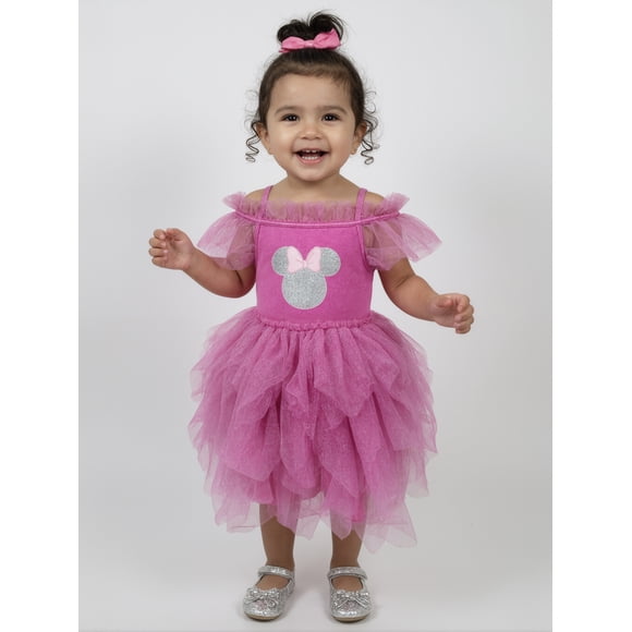 Disney Minnie Mouse Baby and Toddler Girls Glitter Tutu Dress, Sizes 0/3M-5T