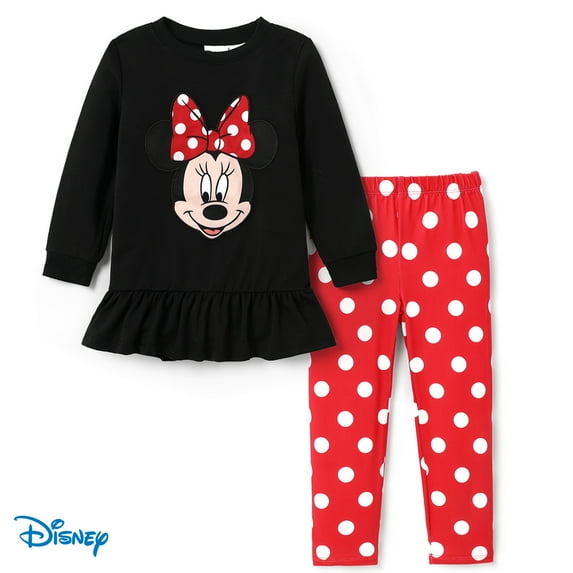 Disney Minnie Mouse Toddler Girls Leggings Sets Peplum T-Shirt and Leggings Outfit Set Sizes 2-6