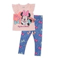 thumbnail image 1 of Disney Minnie Mouse Toddler Girls Outfit, 2-Piece Ruffle Sleeve On Top T-Shirt and Stretchy Leggings Set (Cream, 2T), 1 of 5