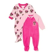 Disney Minnie Mouse Toddler Girls Pajama Blanket Sleeper, 2-Pack, Sizes 12M-5T