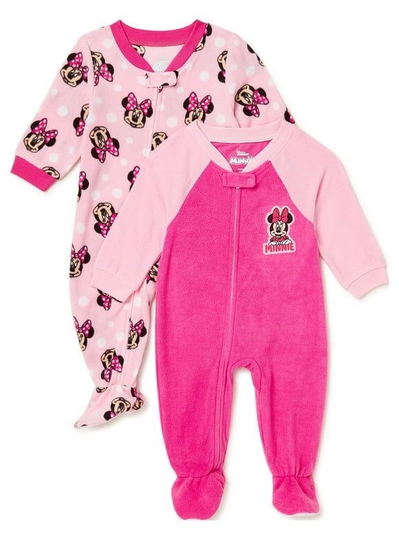 Disney Minnie Mouse Toddler Girls Pajama Blanket Sleeper, 2-Pack, Sizes 12M-5T