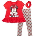 thumbnail image 1 of Disney Minnie Mouse Toddler Girls Peplum T-Shirt Leggings and Scrunchie 3 Piece Outfit Set Toddler to Little Kid, 1 of 5