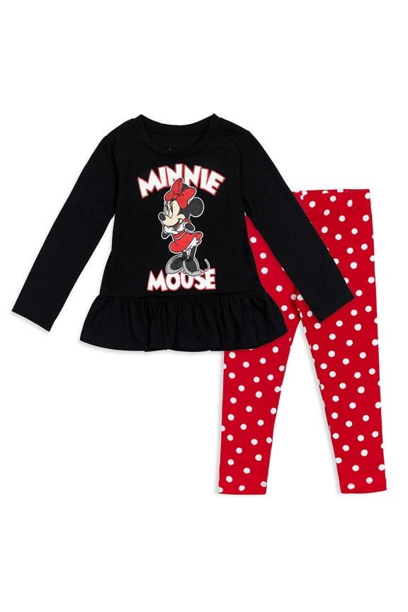 Minnie Mouse Toddler Girls Peplum T-Shirt and Leggings Outfit Set Infant to Big Kid