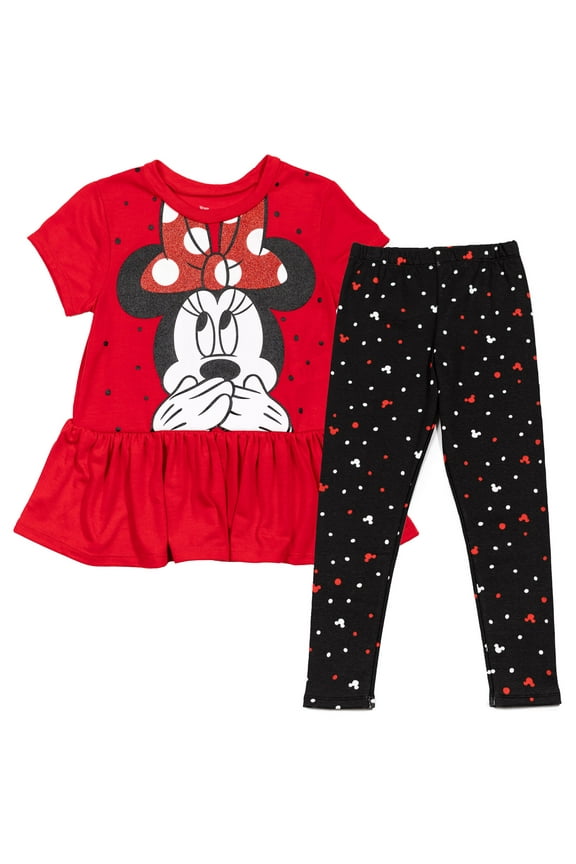 Minnie Mouse Toddler Girls Peplum T-Shirt and Leggings Outfit Set Infant to Big Kid