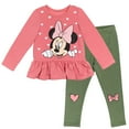 thumbnail image 1 of Disney Minnie Mouse Toddler Girls Peplum T-Shirt and Leggings Outfit Set Toddler to Little Kid, 1 of 5