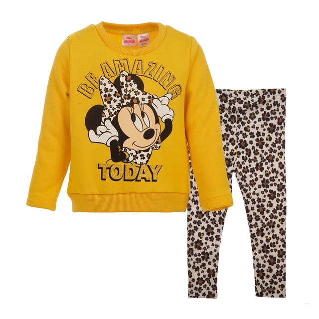 Disney Minnie Mouse Toddler Girls Pullover Fleece Sweatshirt and Leggings Outfit Set Infant to Big Kid