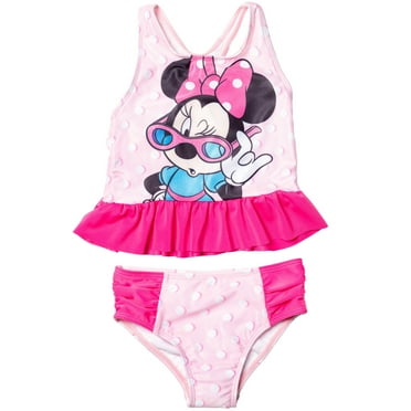 Disney Minnie Mouse Toddler Girls Racerback Tankini Top and Bikini Bottom Swim Set Infant to Little Kid