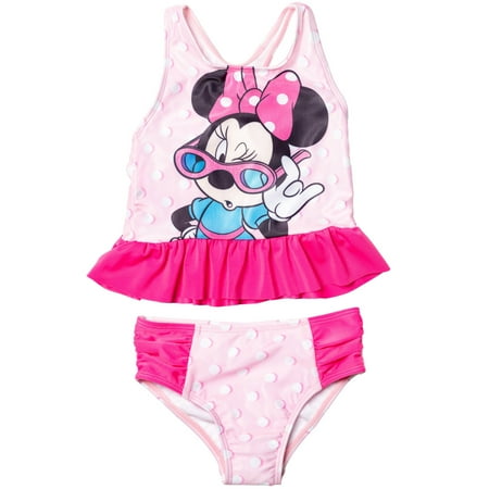 Disney Minnie Mouse Toddler Girls' 2-Piece Swimwear Bathing Suit Set Minnie Pink Polka Dot