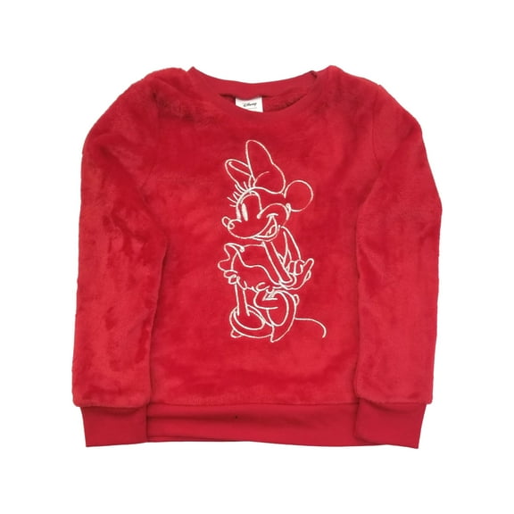 Disney Minnie Mouse Toddler Girls Red Soft Faux Fur Holiday Sweatshirt 4T