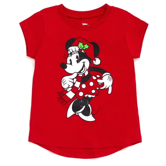 Disney Minnie Mouse Toddler Girls' Short Sleeve T-Shirt Holiday Red