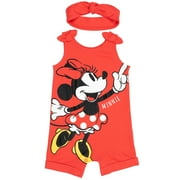 Disney Minnie Mouse Toddler Girls' Sleeveless Romper and Headband Set Red