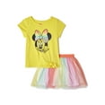 thumbnail image 1 of Disney Minnie Mouse Toddler Girls T-Shirt & Skirt, 2-Piece Outfit Set, 1 of 3