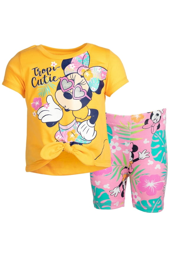 Minnie Mouse Toddler Girls T-Shirt and Bike Shorts Outfit Set Infant to Little Kid