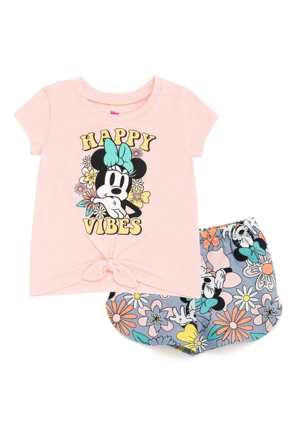 Minnie Mouse Toddler Girls T-Shirt and Chambray Shorts Outfit Set Infant to Little Kid