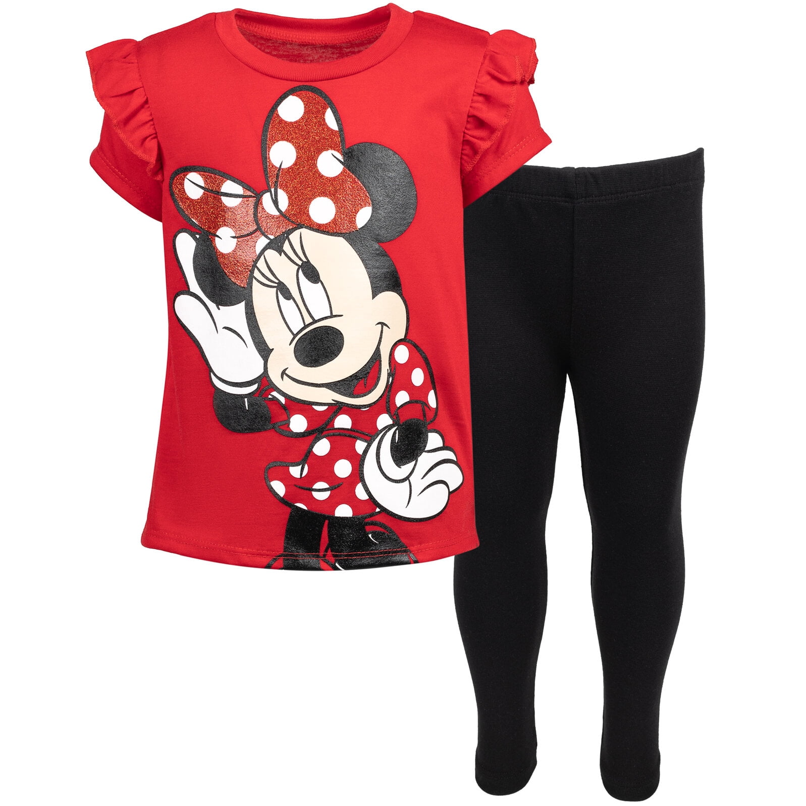 Nautinati Girls Minnie Mouse Printed Regular Fit Round Neck T-shirt and Skirt Clothing Set