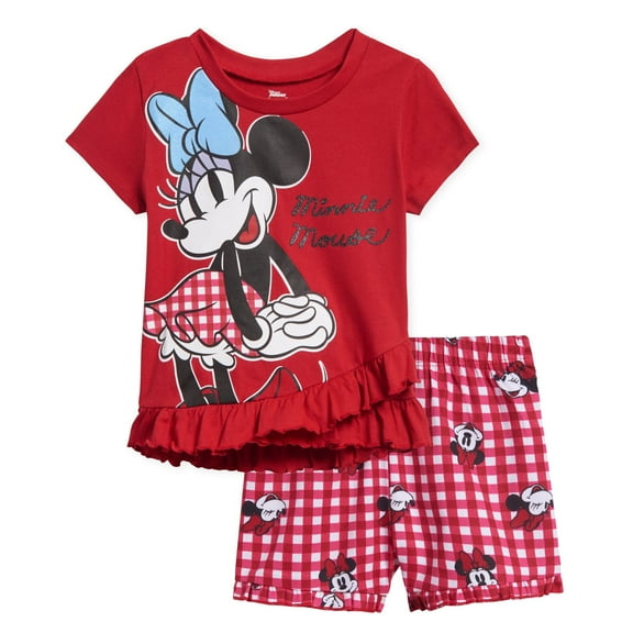 Disney Minnie Mouse Toddler Girls T-Shirt and Shorts Outfit Set Infant to Little Kid
