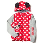 Disney Minnie Mouse Toddler Girls Zip Up Vest 2fer Jacket Toddler to Big Kid