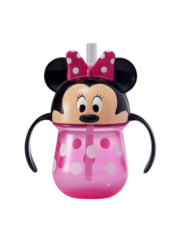 Disney Minnie Mouse Toddler Trainer Sippy Cup with Straw and Easy-to Grip Handles, 7 Oz