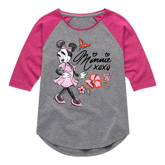 Disney - Minnie Mouse - Toddler & Youth Girls Raglan Graphic T-Shirt