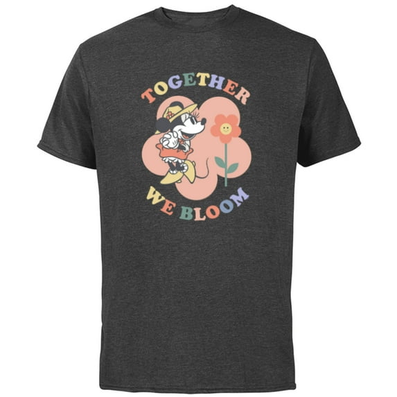 Disney Minnie Mouse Together We Bloom Springtime Flower - Short Sleeve Cotton T-Shirt for Adults - Customized-Charcoal